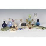 A selection of mainly late 20th century atomizers and perfume bottles, including two empty bottles