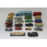 A small collection of Dinky Toys and Supertoys vehicles, including a No. 982 car transporter, two