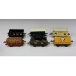 Six items of Hornby Series gauge O goods rolling stock, comprising covered wagon 'SR', No. 1