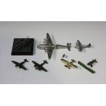 A small collection of Dinky Toys aircraft, comprising a No. 63 Mayo composite aircraft, boxed, box