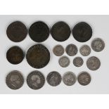 A group of George III coinage, comprising two half-crowns, 1817 and 1819, five shillings, 1787,
