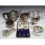A set of six George V silver bean end coffee spoons, Birmingham 1924 by Marson & Jones, cased, a