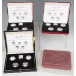 A Royal Mint 1984-1987 Silver Proof Piedfort Collection one pound four-coin set, cased with