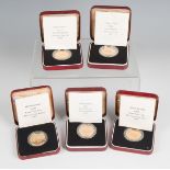 A group of five Royal Mint Hong Kong one thousand dollar Lunar Year coins, comprising 1983 Year of