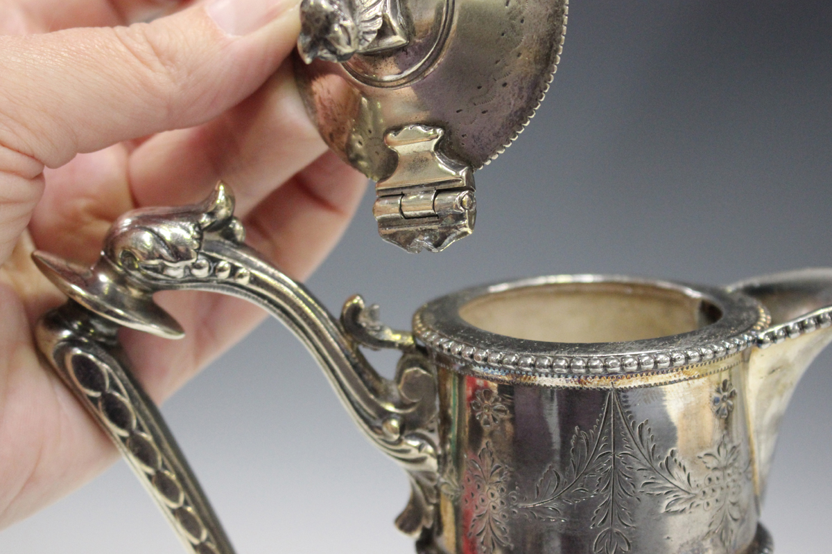 A late 19th/early 20th century cut glass and silver plated claret jug, the cylindrical body cut with - Image 2 of 6