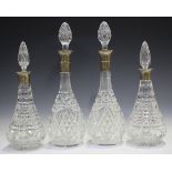 A pair of George V silver mounted cut glass decanters and stoppers, London 1933 by Henry Hobson &