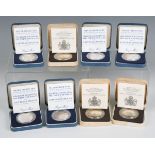 A group of five Royal Mint silver proof commemorative crowns 1981, cased, together with a group of