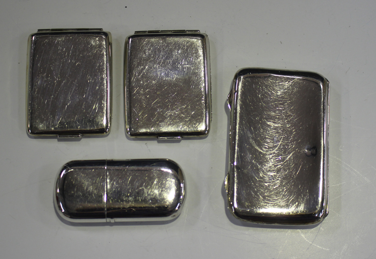 A George V silver cigarette case of curved rectangular form, Birmingham 1913 by William Henry - Image 3 of 4
