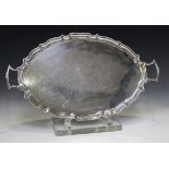 A George VI silver oval two-handled tray with piecrust rim, Sheffield 1941 by Deakin Silversmiths