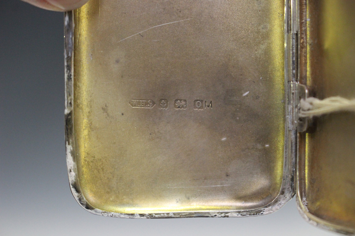 A George V silver cigarette case of curved rectangular form, Birmingham 1913 by William Henry - Image 2 of 4