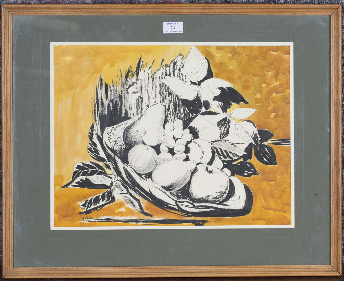 Alexander Hardie Williamson - 'Still Life', ink and watercolour, signed recto, titled verso, 33.