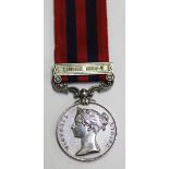 An Indian General Service Medal with bar 'Burma 1885-7', named in engraved running script to '15 Pte