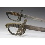 A Victorian 1845 pattern infantry officer's sword with slightly curved single-edged blade, blade
