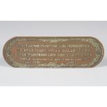 A pressed copper plaque of golfing interest, inscribed with an amusing notice, 'Gentleman players