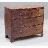 A Regency mahogany bowfront chest of oak-lined drawers, height 86cm, width 101cm, depth 53cm.Buyer’s