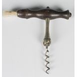 A 19th century nickel crossbar corkscrew by Mapplebeck & Lowe, fitted with a hardwood handle, the
