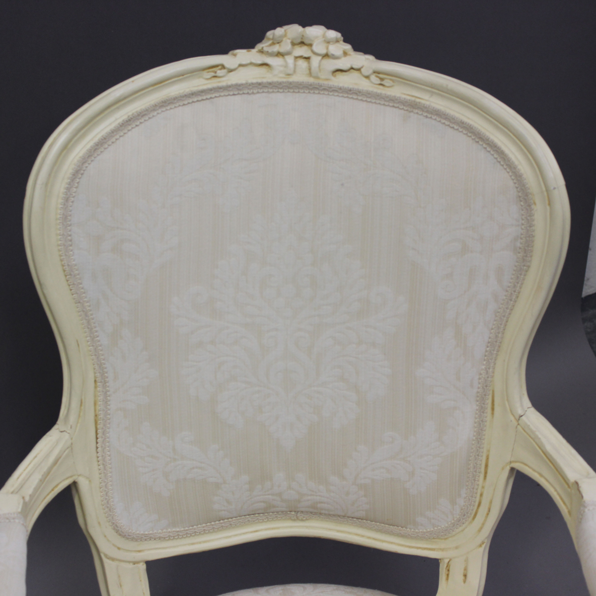 A pair of late 20th century French cream painted showframe fauteuil armchairs, height 91cm, width - Image 11 of 11