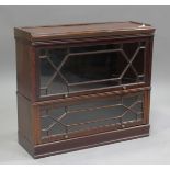 An early 20th century mahogany Globe Wernicke style glazed two-section bookcase, height 77cm,