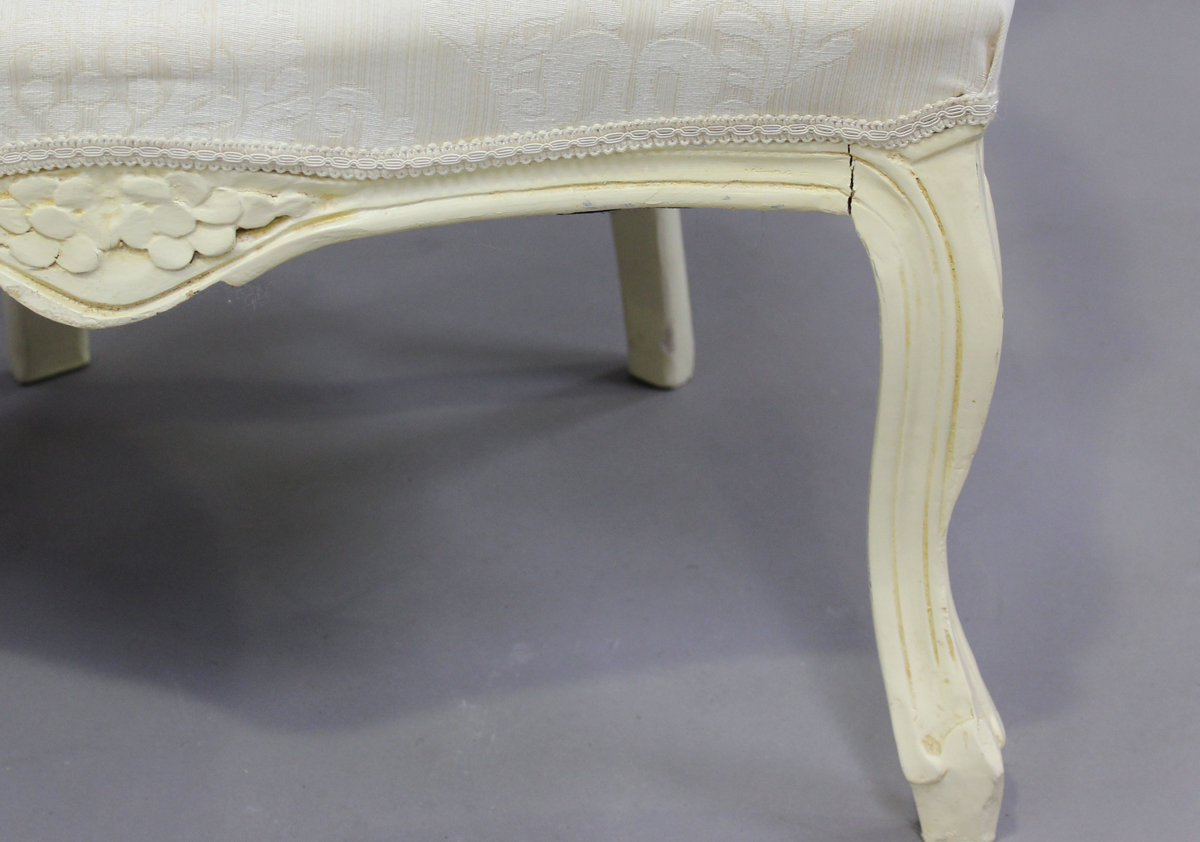 A pair of late 20th century French cream painted showframe fauteuil armchairs, height 91cm, width - Image 9 of 11