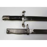 A Portuguese M1885 sword bayonet, Austrian-made, probably by Steyr, with single-edged fullered