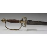 An 18th century court sword with fullered diamond-section blade, blade length 79cm, white metal