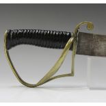 An unusual 19th century Continental sword with straight single-edged blade, blade length 75cm, the