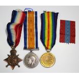 A 1914 Star to '5223 Pte M.J.Walker. 21/Lrs:', a 1914-18 British War Medal and 1914-19 Victory Medal