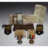 Two First World War medals and a group of other items relating to Charles Mills, comprising a 1914-
