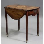 A George III Hepplewhite period mahogany oval Pembroke table with tulipwood crossbanded borders