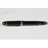A Montblanc Meisterstück No 149 Pix black plastic fountain pen, the nib detailed '18K Mont Blanc 750