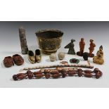 A group of mainly Far Eastern collectors' items, including a gilt bronze model of Buddha, height