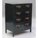 A mid-20th century chest of drawers, later painted with 'Remedies for all hurts and melancholy',
