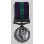 A General Service Medal, George VI issue, with bar 'Malaya' to 'Capt.W.A.E.Peterkin. R.A.', with a