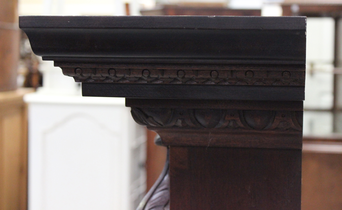 A modern reproduction mahogany fire surround with finely carved decoration, height 120cm, width - Image 2 of 5