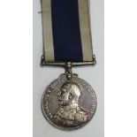 A Navy Long Service and Good Conduct Medal, George V Admiral's bust issue with fixed suspension,