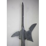 A late 16th century North German halberd with central spike, crescentic axe-blade and downturned