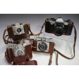 A collection of assorted cameras, including an Ilford Sportsman, a Bencini Koroll 24.5 and a