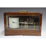A mid-20th century mahogany cased barograph with lacquered brass mechanism and clockwork recording