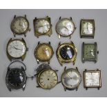 A collection of assorted wristwatches, movement and parts, including a Sheffield Sportster steel