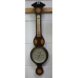 A 20th century wheel barometer with alcohol thermometer by Short & Mason, the case with fan and