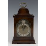 A 20th century walnut cased mantel timepiece, the Mercer movement with platform escapement, the