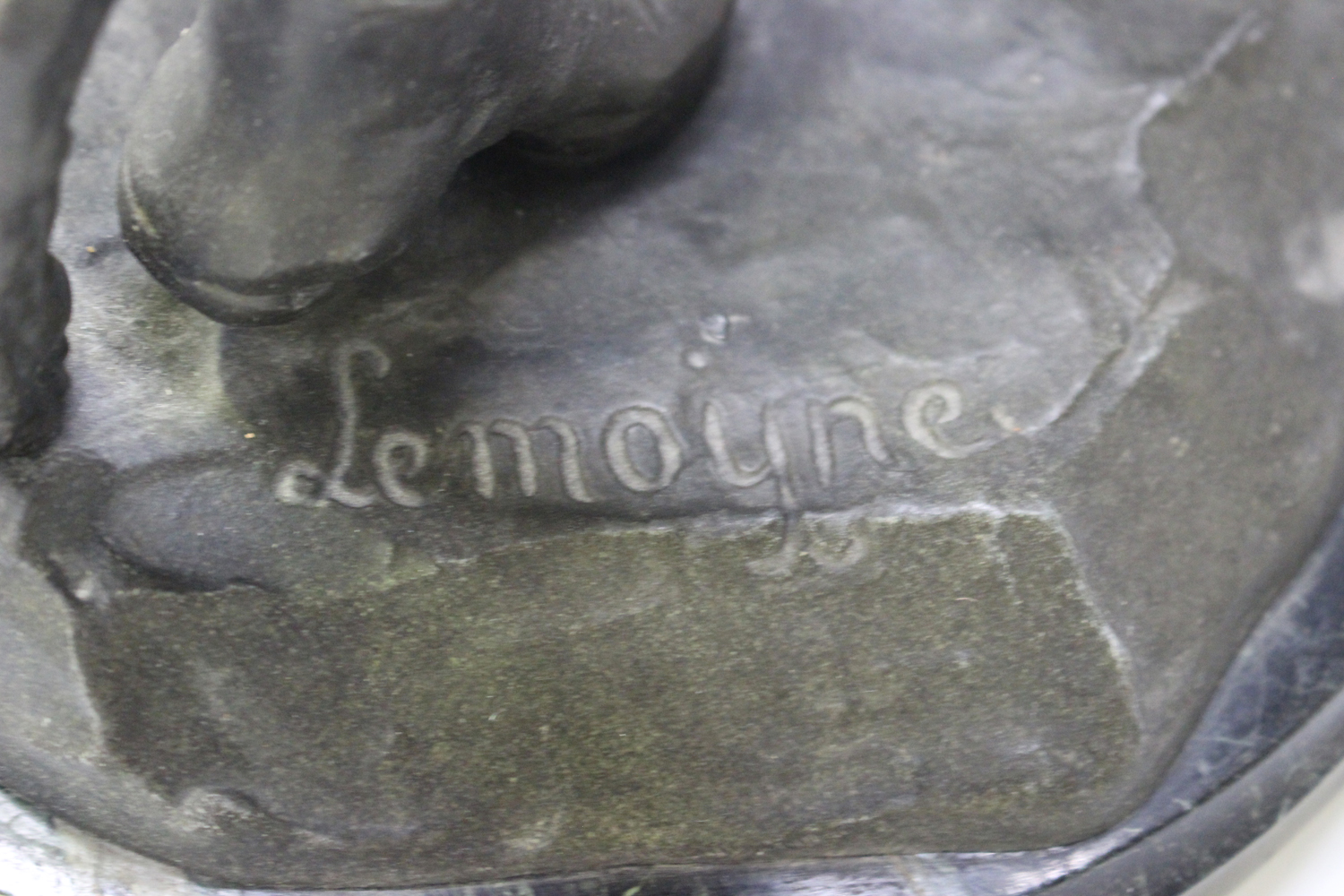 Lemoyne - a French patinated spelter figure of a footballer about to strike a ball, the base bearing - Image 2 of 6