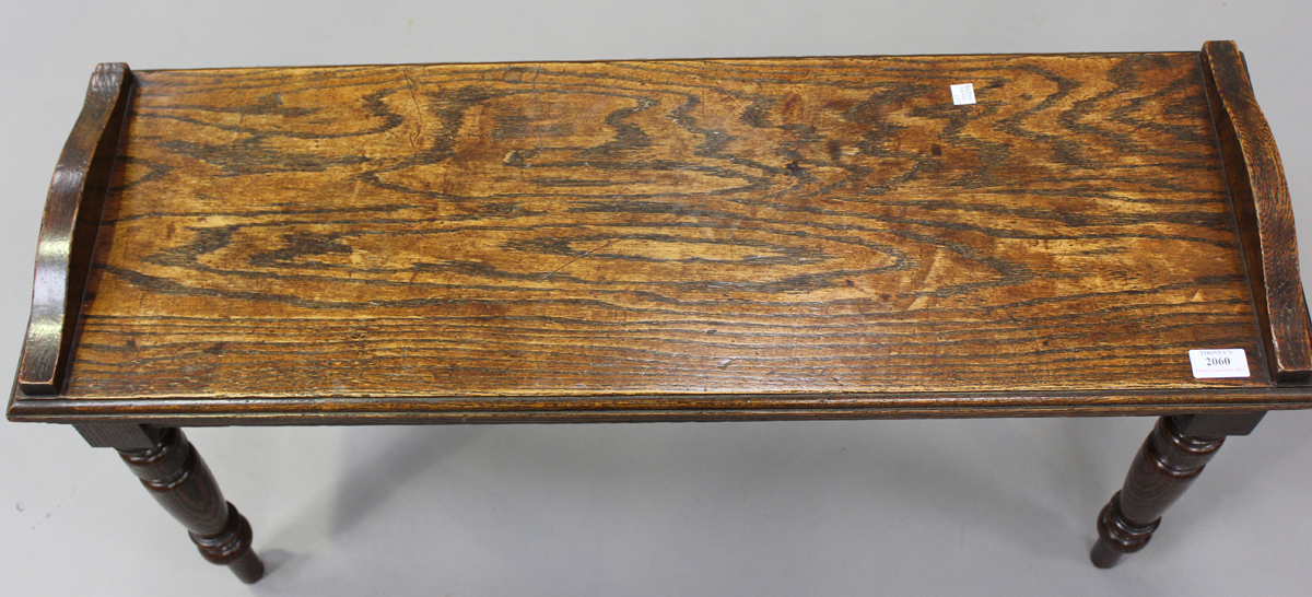 An Edwardian oak window seat, in the manner of James Shoolbred, height 51cm, width 91cm, depth - Image 4 of 4