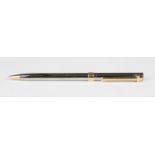 A Tiffany & Co USA gilt metal mounted propelling pencil with T-shaped pocket clip, length 13.2cm.