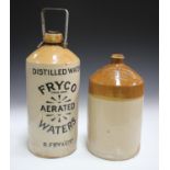 A stoneware flagon, printed to the front 'Fryco Aerated Waters', height 47cm, together with