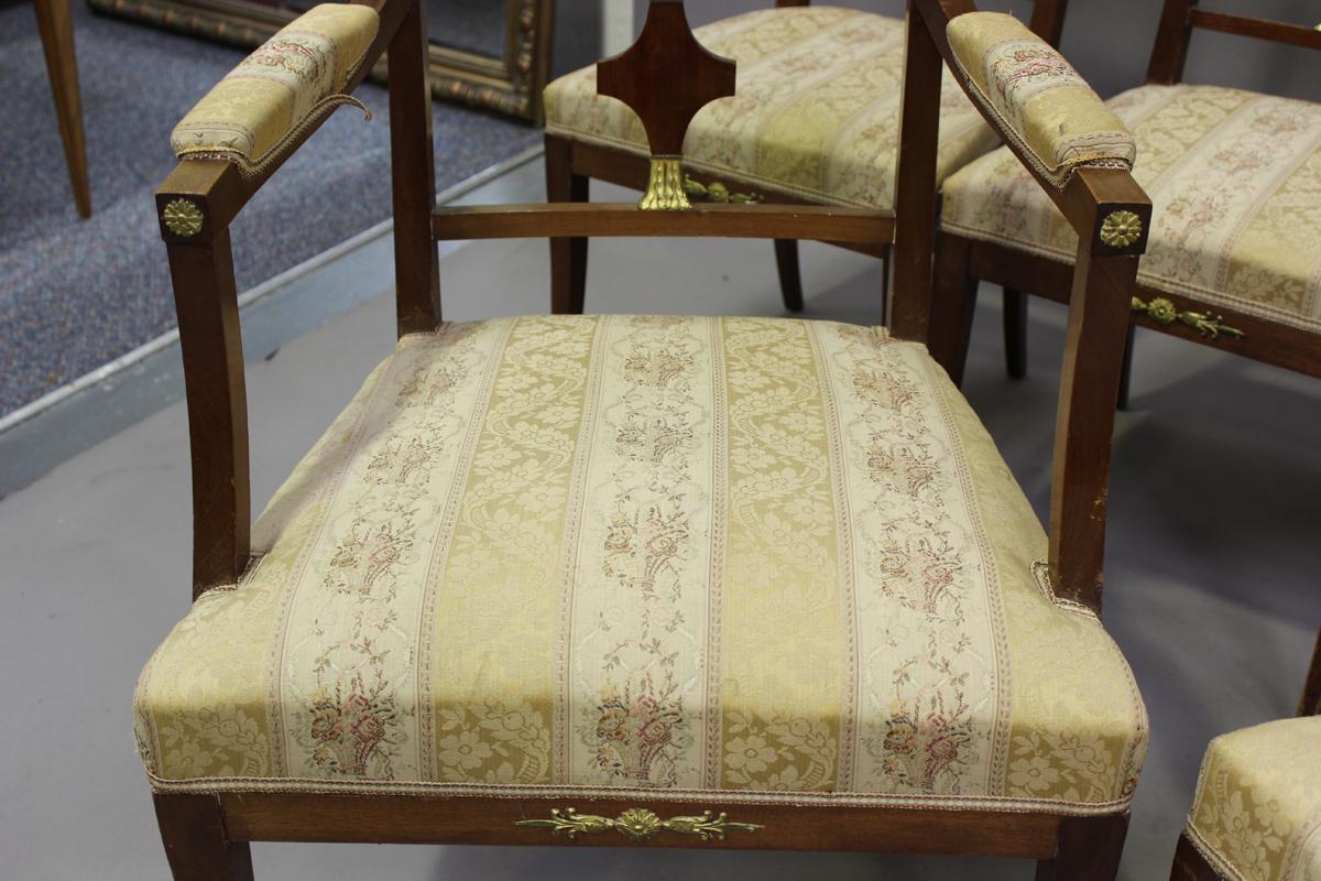 A 20th century Empire style mahogany six-piece salon suite, comprising a pair of armchairs, height - Image 5 of 6