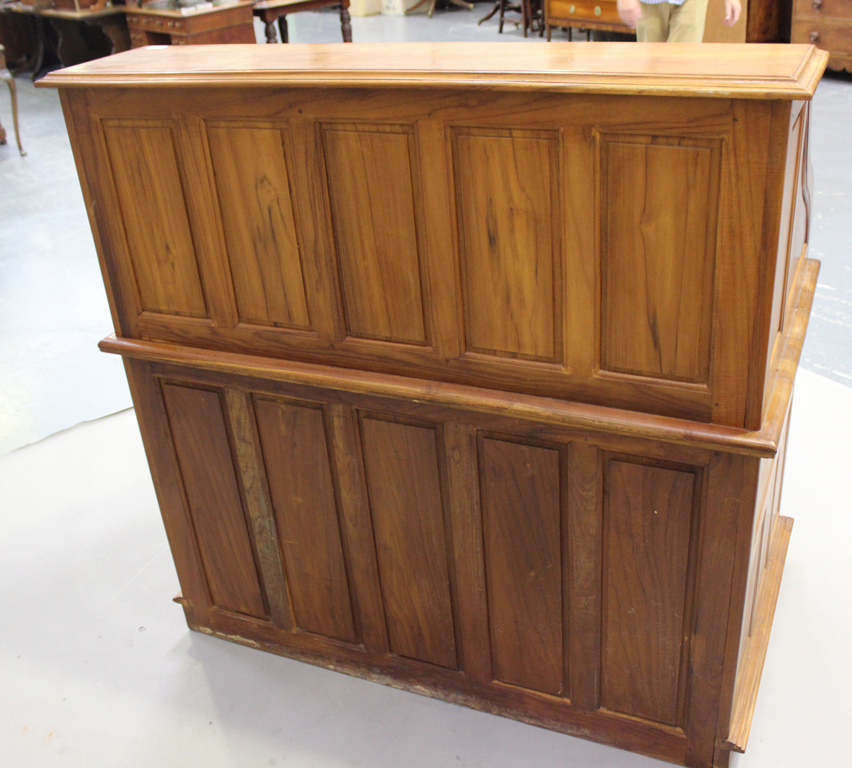 A modern hardwood roll-top desk, the tambour shutter above slides and drawers, height 125cm, width - Image 3 of 5