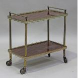 A mid-20th century figured mahogany and gilt metal two-tier hostess trolley, height 72cm, width