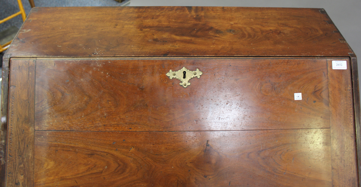 A George III mahogany bureau, the fall-front above four long drawers, on bracket feet, height 101cm, - Image 8 of 8