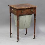 A George IV mahogany and crossbanded work table, fitted with a single frieze drawer and opposing